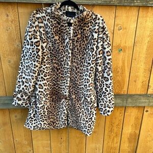 Sanctuary Leopard  Faux Fur Coat Womens S Brown Black it girl‎ animal print